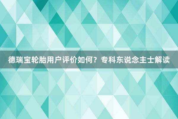 德瑞宝轮胎用户评价如何？专科东说念主士解读